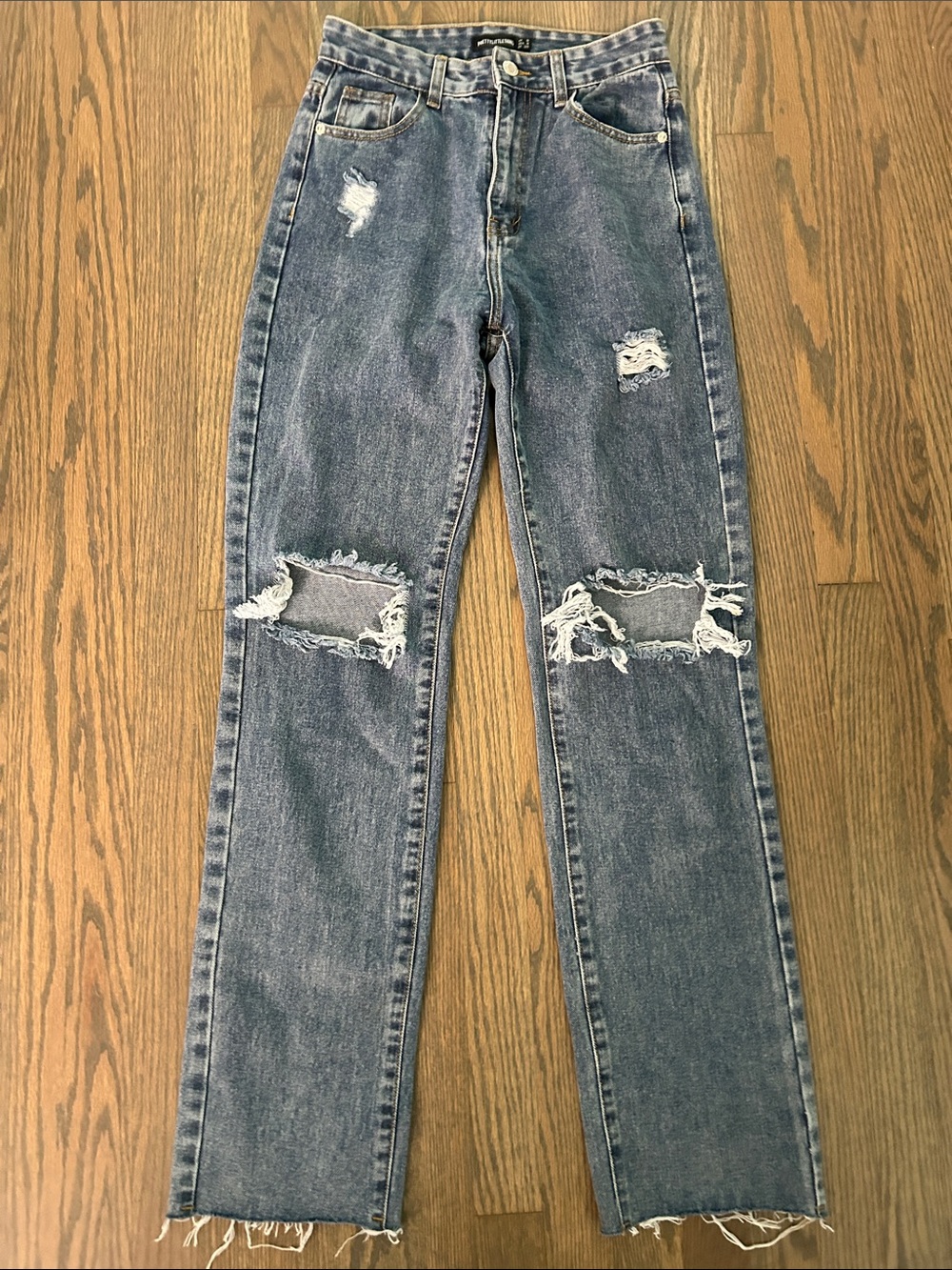 PrettyLittleThing Blue Washed Denim Jeans